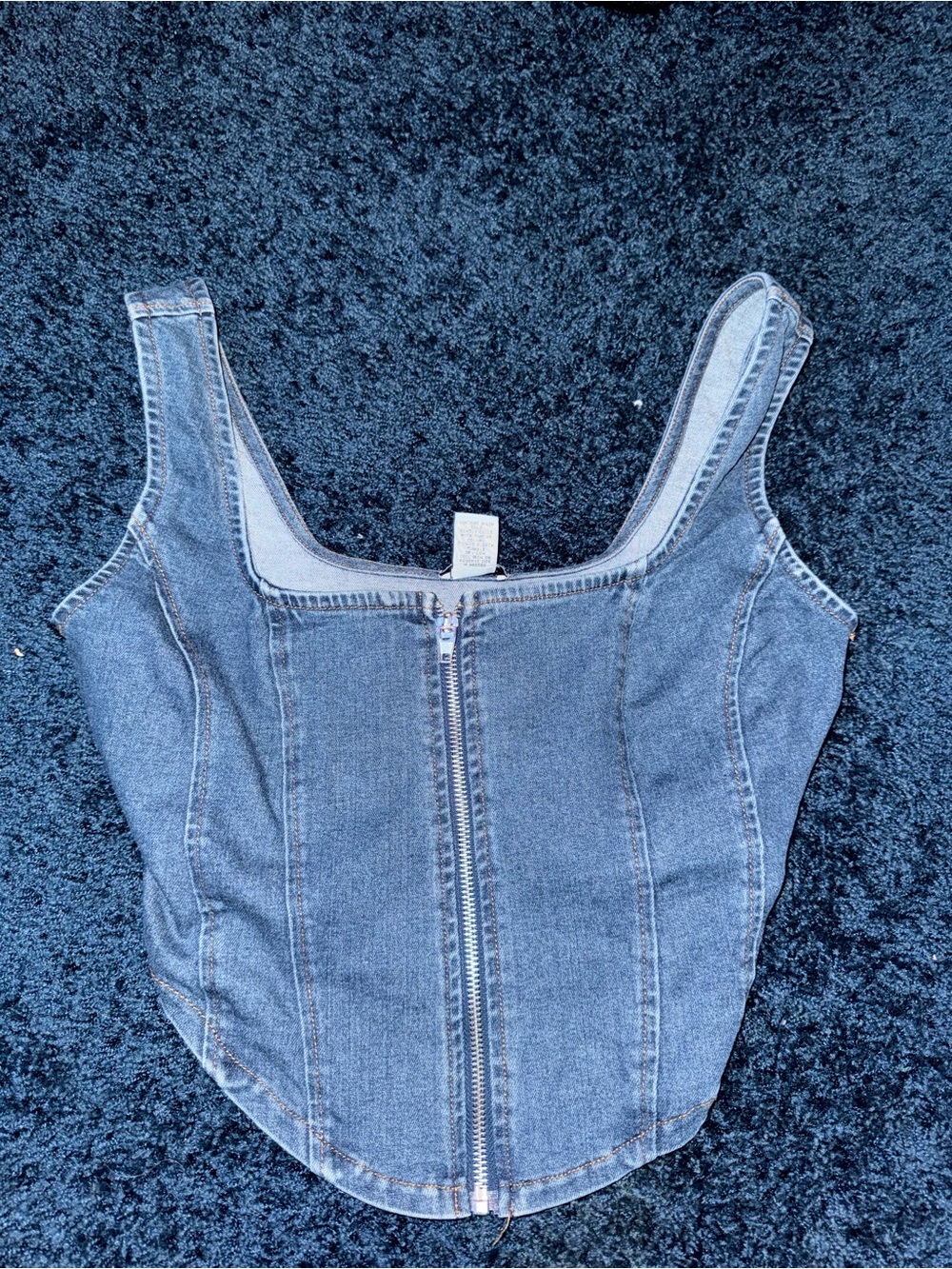 Rue21 Blue Denim Zipper Front Bodysuit